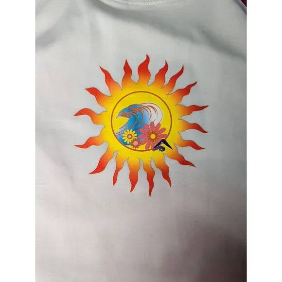⭐Kanu Kids Size 12 Unisex SPF 50 White Sun Rash Guard Swim Sun Protection⭐ - Picture 4 of 7
